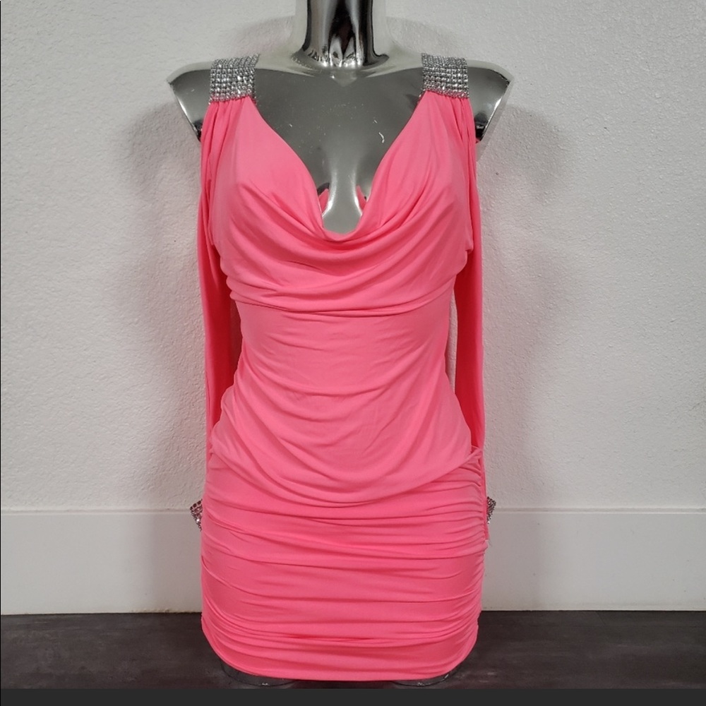 Pink Diamond Detailed Cristina Long Sleeve Mini